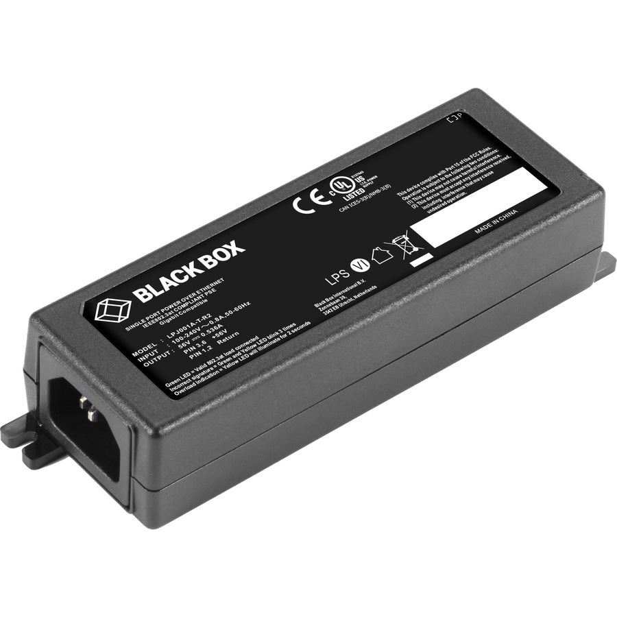 Black Box 1PT PoE+ Gb ENET Injector LPJ001A-T-R2