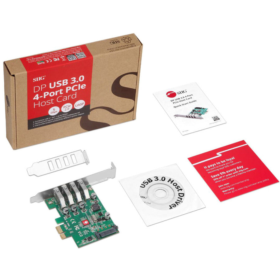 SIIG DP USB 3.0 4-Port PCIe Host Card JU-P40A11-S1