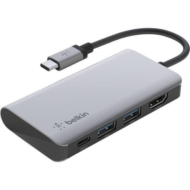 Belkin USB-C 4-in-1 Multiport Adapter, Laptop Docking Station, 2x USB-A 3.0, 4k HDMI, 100W Power Delivery AVC006BTSGY