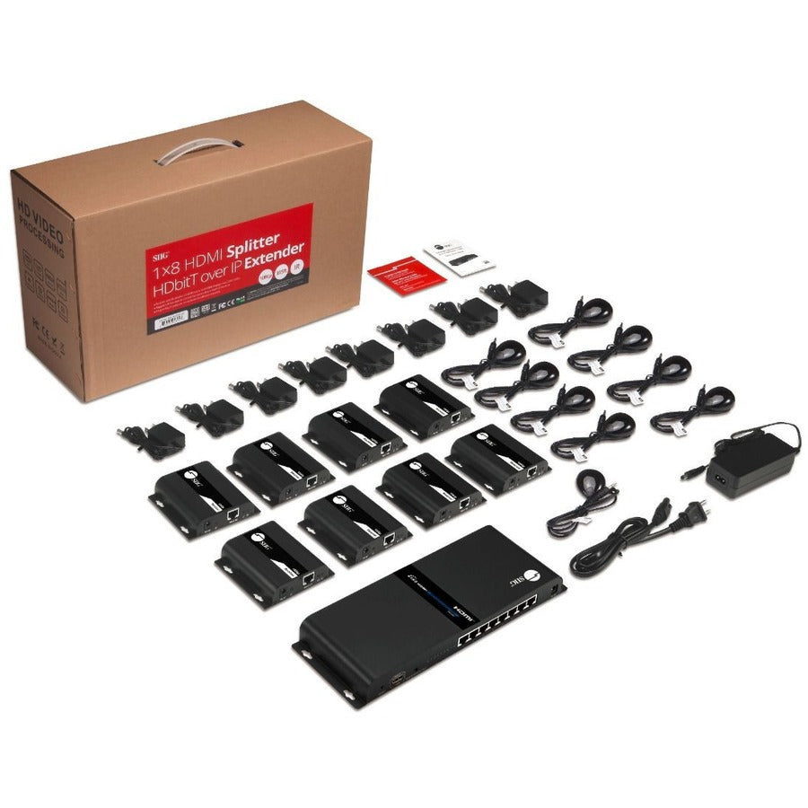 SIIG 1x8 1080p HDMI Splitter HDbitT over IP Extender Kit - 120m CE-H26W11-S1
