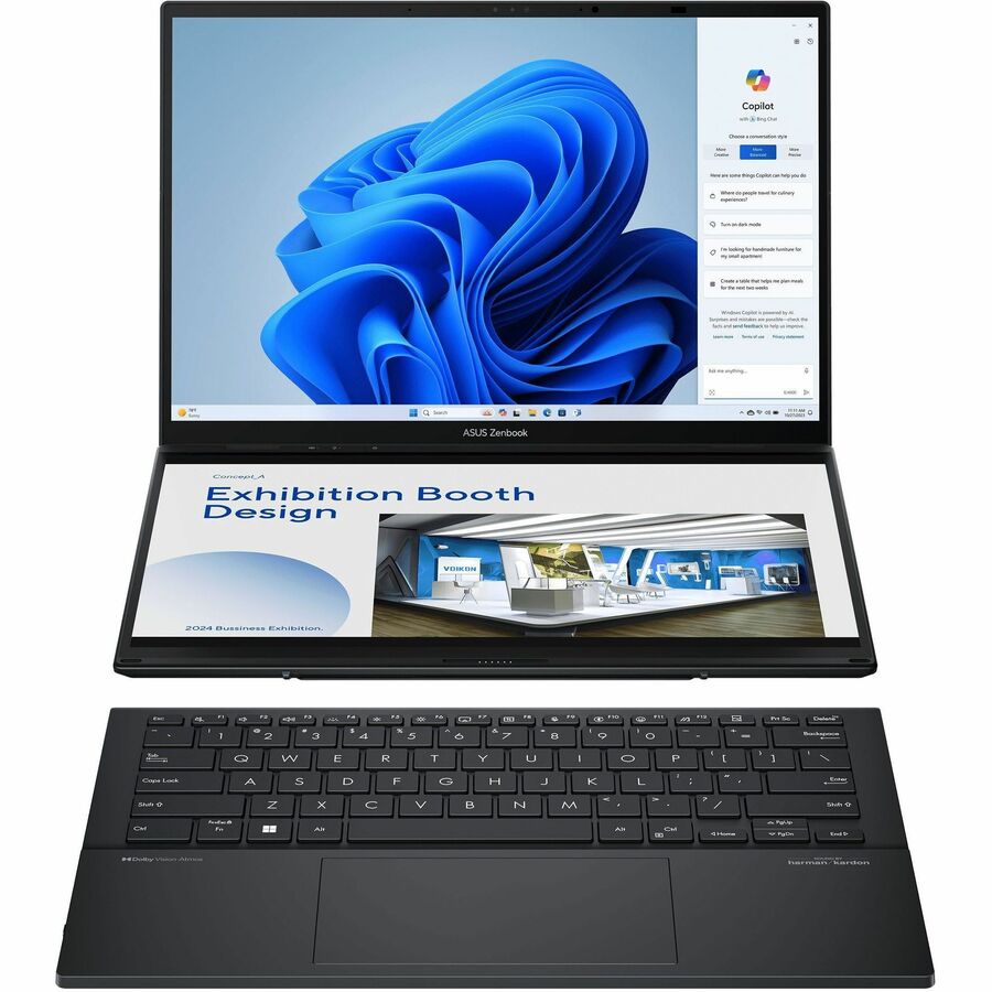 Asus ZenBook Duo UX8406 UX8406MA-DS76T 14" Touchscreen Detachable 2 in 1 Notebook - Full HD - Intel Core Ultra 7 155H - Intel Evo Platform - 16 GB - 1 TB SSD - Inkwell Gray UX8406MA-DS76T