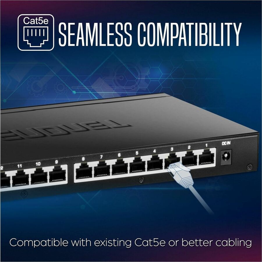 TRENDnet 16-Port Unmanaged 2.5G Desktop Network Ethernet Switch, TEG-S3160, 16 x 2.5Gb RJ-45 Ports, 80Gbps Switching Capacity, NDAA TAA Compliant, Lifetime Protection, Black TEG-S3160