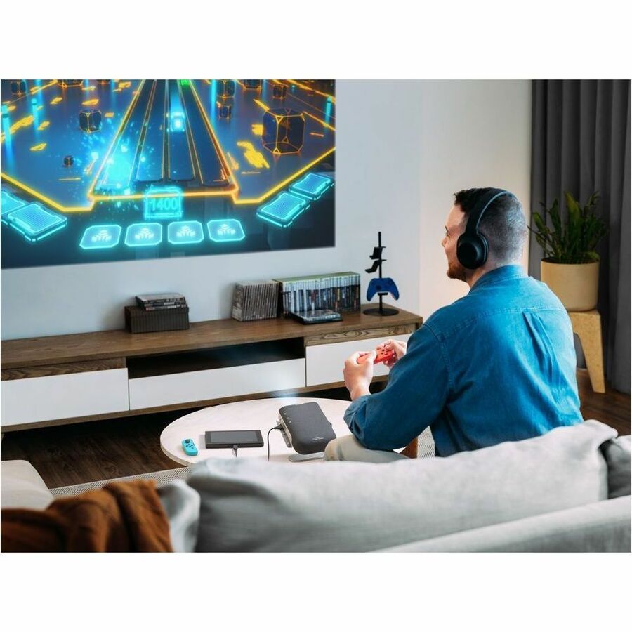 ViewSonic M1X Portable LED Projector with Smart Stand, Harman Kardon Speakers, Built-In Battery, H/V Keystone, 4 Corner Adjustment, Bluetooth, Wi-Fi, USB-C, Powered USB A M1X