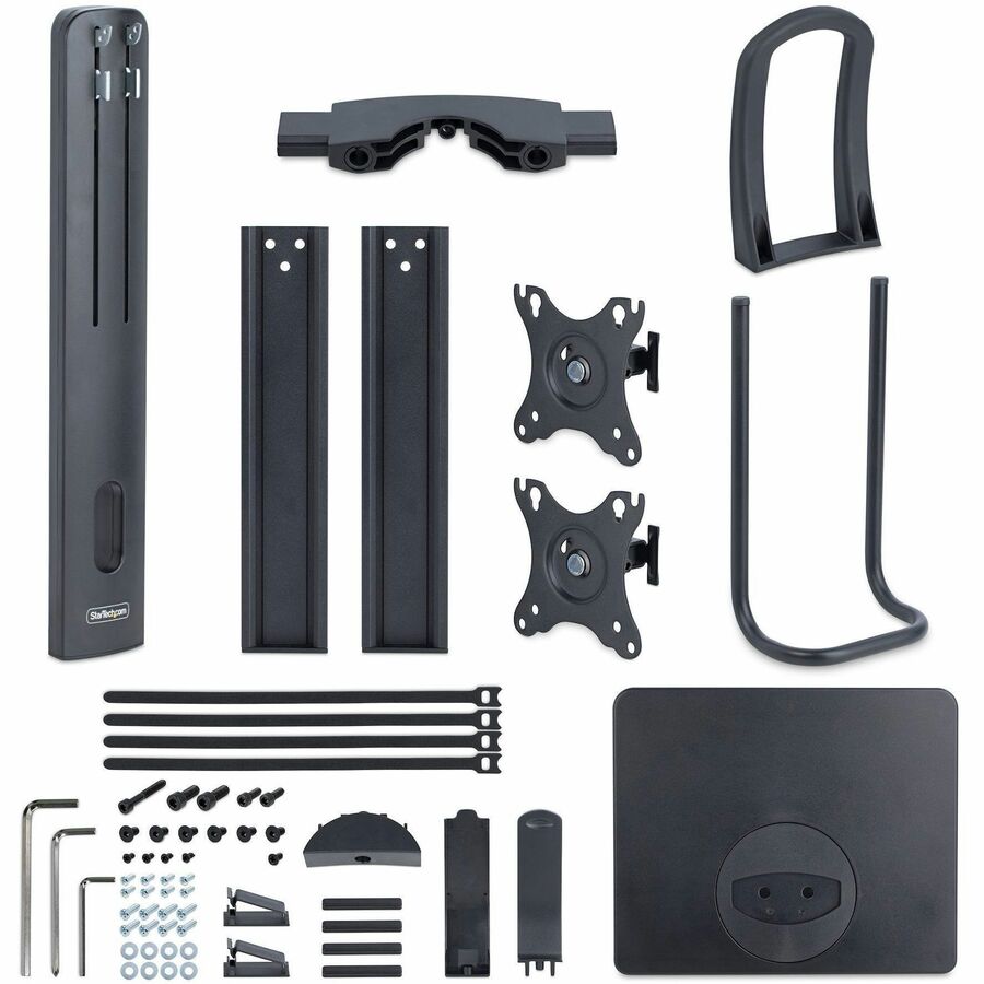 StarTech.com Crossbar Dual Monitor Desk Stand For 27inch Screens, Max Cap 26.4lb, VESA Mount 75x75/100x100, Toolless Height Adjustment 2MC1S-MONITOR-STAND