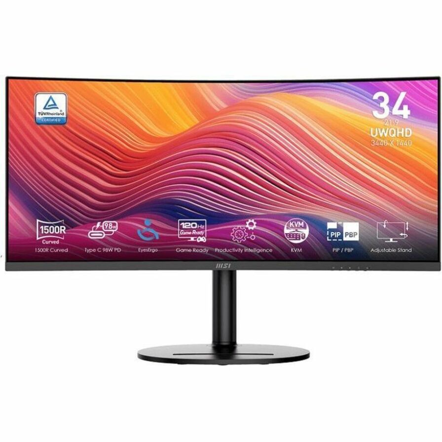 MSI Modern MD342CQP 34" Class UW-QHD Curved Screen LCD Monitor - 21:9 - Black, White ModernMD342CQP