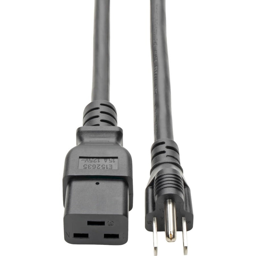 Eaton Tripp Lite Series Computer Power Cord, C19 to NEMA 5-15P - Heavy-Duty, 15A, 125V, 14 AWG, 10 ft. (3.05 m), Black P034-010