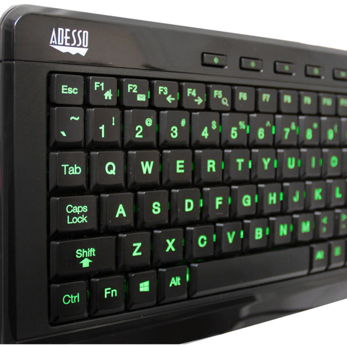 Adesso 3-Color Illuminated Compact Multimedia Keyboard AKB-120EB