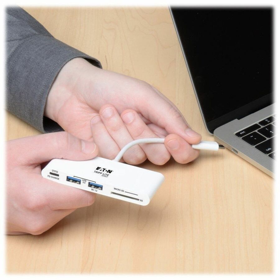 Eaton Tripp Lite Series USB-C Multiport Adapter, USB 3.x (5Gbps), USB-A/C Hub Ports, Card Reader and 60W PD Charging, White U460-002-2AM-C