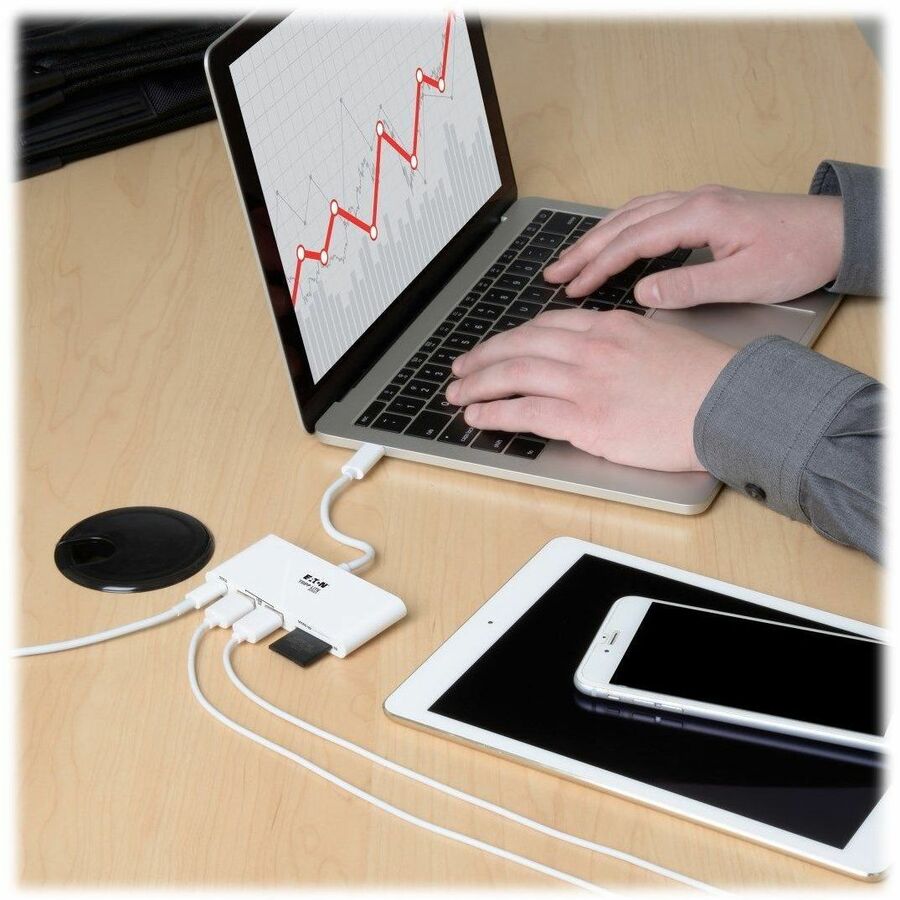 Eaton Tripp Lite Series USB-C Multiport Adapter, USB 3.x (5Gbps), USB-A/C Hub Ports, Card Reader and 60W PD Charging, White U460-002-2AM-C