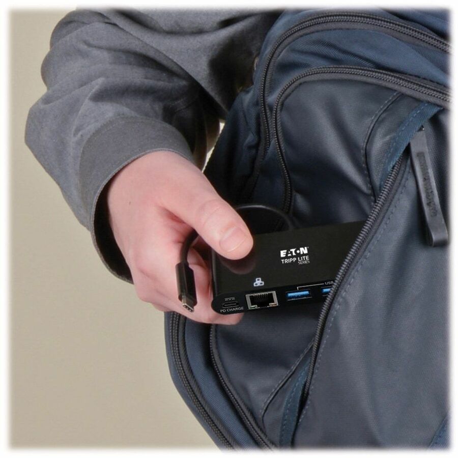 Eaton Tripp Lite Series 3-Port USB-C Hub - USB 3.x (5Gpbs) Hub Ports, Gigabit Ethernet, 60W PD Charging, Black U460-003-3AGB-C