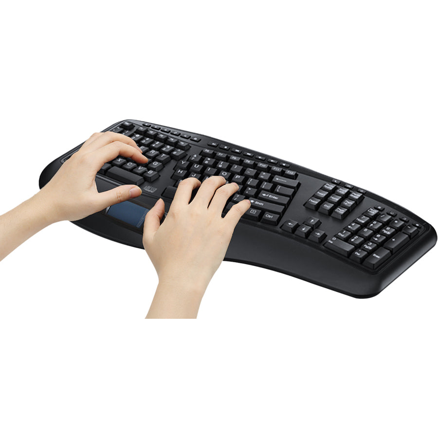 Adesso 2.4GHz Wireless Ergonomic Touchpad Keyboard WKB-4500UB