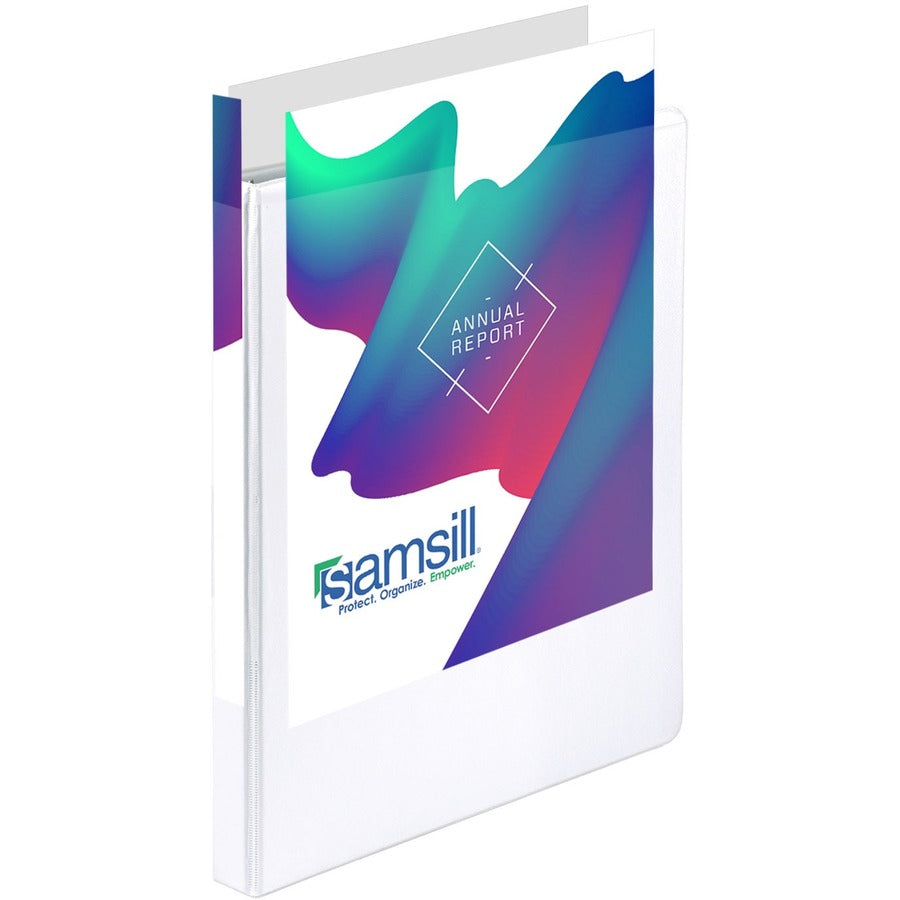 Samsill Durable 3 Ring Binder Made in the USA, 0.5-Inch Round Ring Binder, Holds 100 Sheets, Customizable Clear View Cover, White, 8 Pack (S88417) S88417