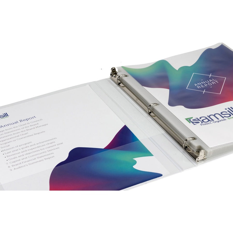 Samsill Durable 3 Ring Binder Made in the USA, 0.5-Inch Round Ring Binder, Holds 100 Sheets, Customizable Clear View Cover, White, 8 Pack (S88417) S88417