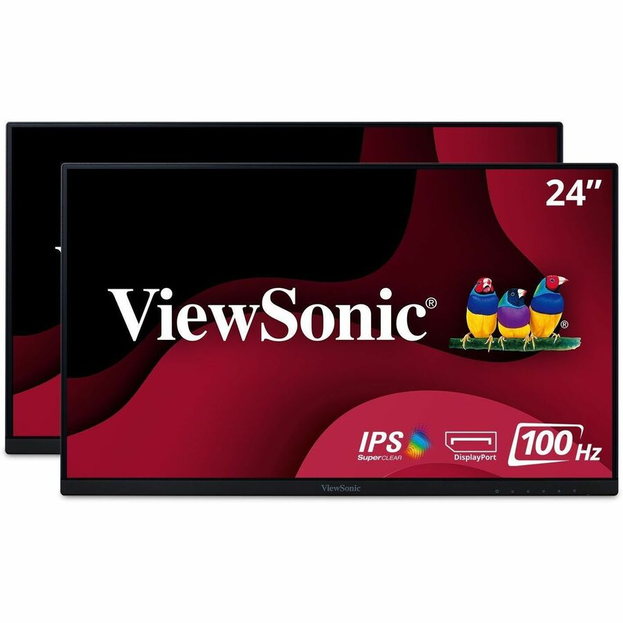 ViewSonic VA2456-MHD_H2 Dual Pack Head-Only 1080p IPS Monitors with 100Hz, Ultra-Thin Bezels, HDMI, DisplayPort and VGA for Home and Office VA2456-MHD_H2