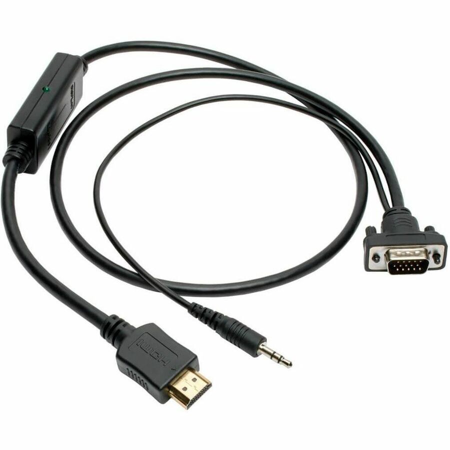 Eaton Tripp Lite Series HDMI to VGA + Audio Active Adapter Cable (HDMI to Low-Profile HD15 + 3.5 mm M/M), 15 ft. (4.6 m) P566-015-VGA-A