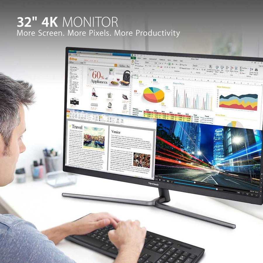 ViewSonic VX3211-4K-MHD 32 Inch 4K UHD Monitor with 99% sRGB Color Coverage, HDR10, FreeSync, HDMI, DisplayPort VX3211-4K-MHD