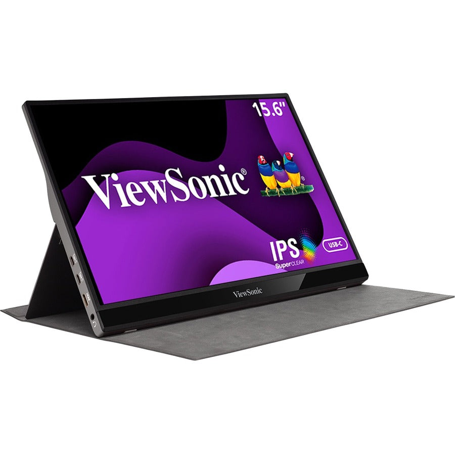 ViewSonic VG1655 15.6 Inch 1080p Portable Monitor with 2 Way Powered 60W USB C, IPS, Eye Care, Dual Speakers, Built-in Stand with Magnetic Cover VG1655