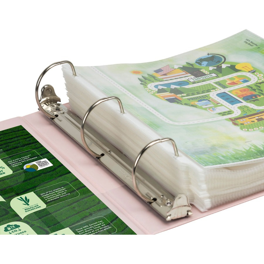 Samsill Plant-Based Durable 2 Inch 3 Ring Binders, Made in the USA, Fashion Clear View Binders, Up to 25% Plant-Based Plastic, Assorted, 4 Pack (MP46969) MP46969