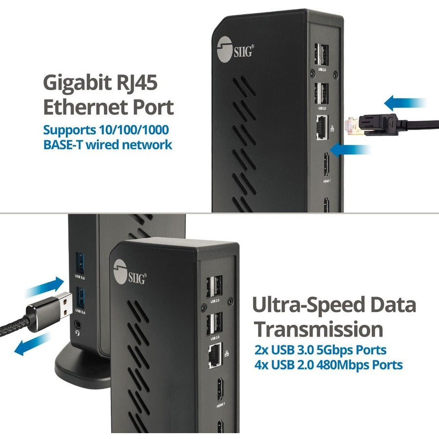 SIIG USB 3.0 Dual Head Full HD 1080p HDMI Video Docking Station JU-DK0L11-S1