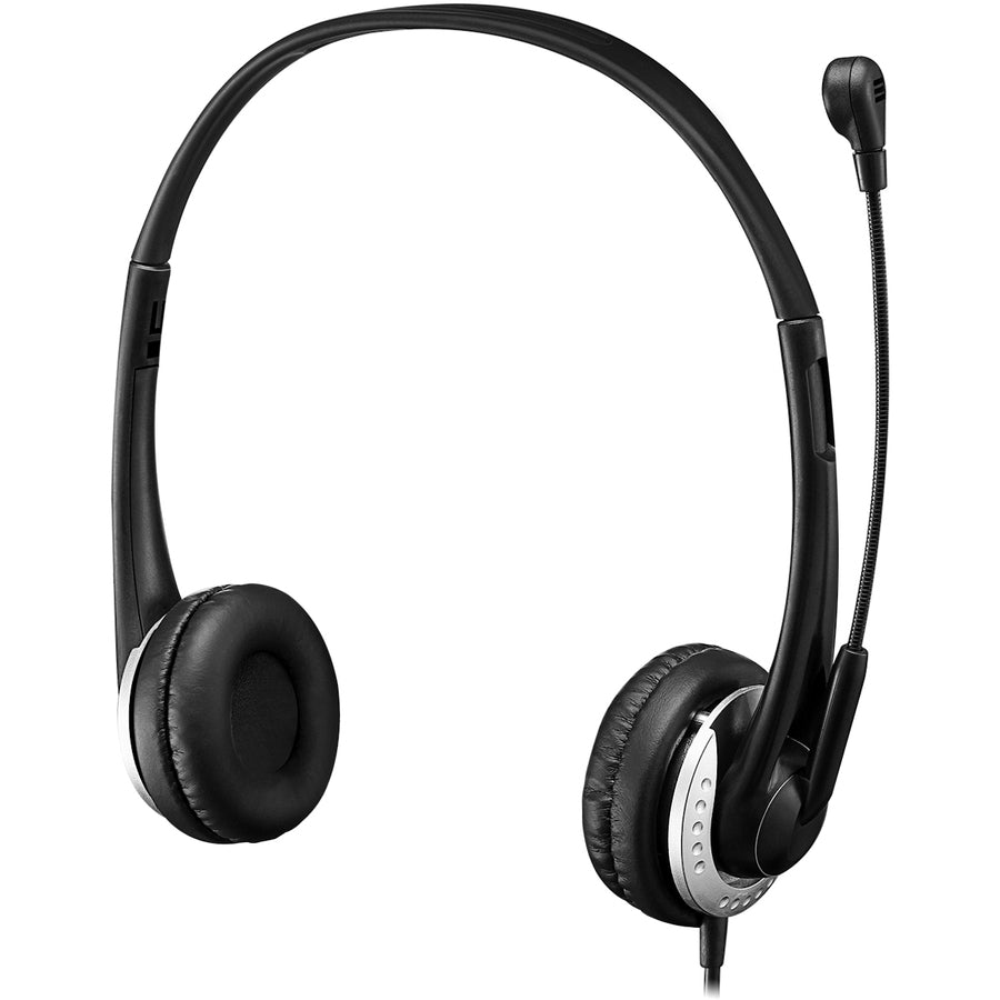Adesso USB Stereo Headset with Adjustable Microphone- Noise Cancelling- Mono - USB - Wired - Over-the-head - 6 ft Cable -, Omni-directional Microphone - Black XTREAM P2