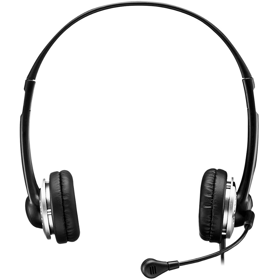 Adesso USB Stereo Headset with Adjustable Microphone- Noise Cancelling- Mono - USB - Wired - Over-the-head - 6 ft Cable -, Omni-directional Microphone - Black XTREAM P2