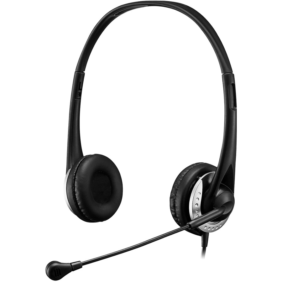 Adesso USB Stereo Headset with Adjustable Microphone- Noise Cancelling- Mono - USB - Wired - Over-the-head - 6 ft Cable -, Omni-directional Microphone - Black XTREAM P2