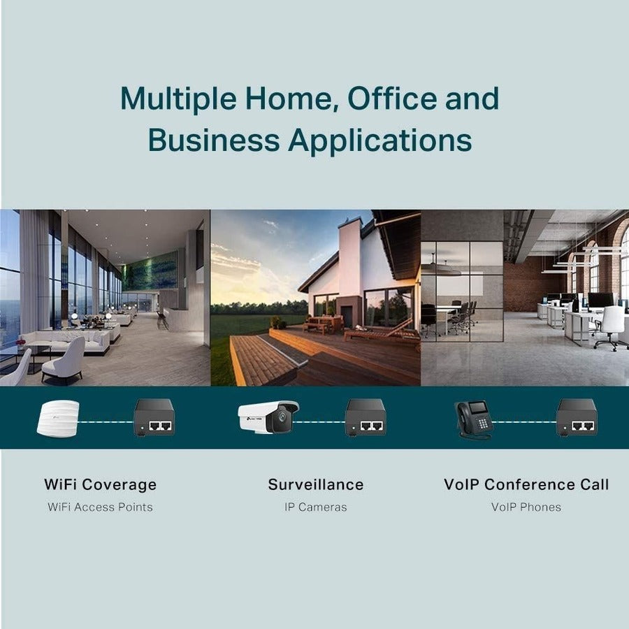 TP-LINK TL-PoE160S - 802.3at/af Gigabit PoE Injector - Non-PoE to PoE Adapter - Supplies PoE (15.4W) or PoE+ (30W) - Plug & Play - Desktop/Wall-Mount - Distance Up to 328 ft. - UL Certified - Black TL-POE160S