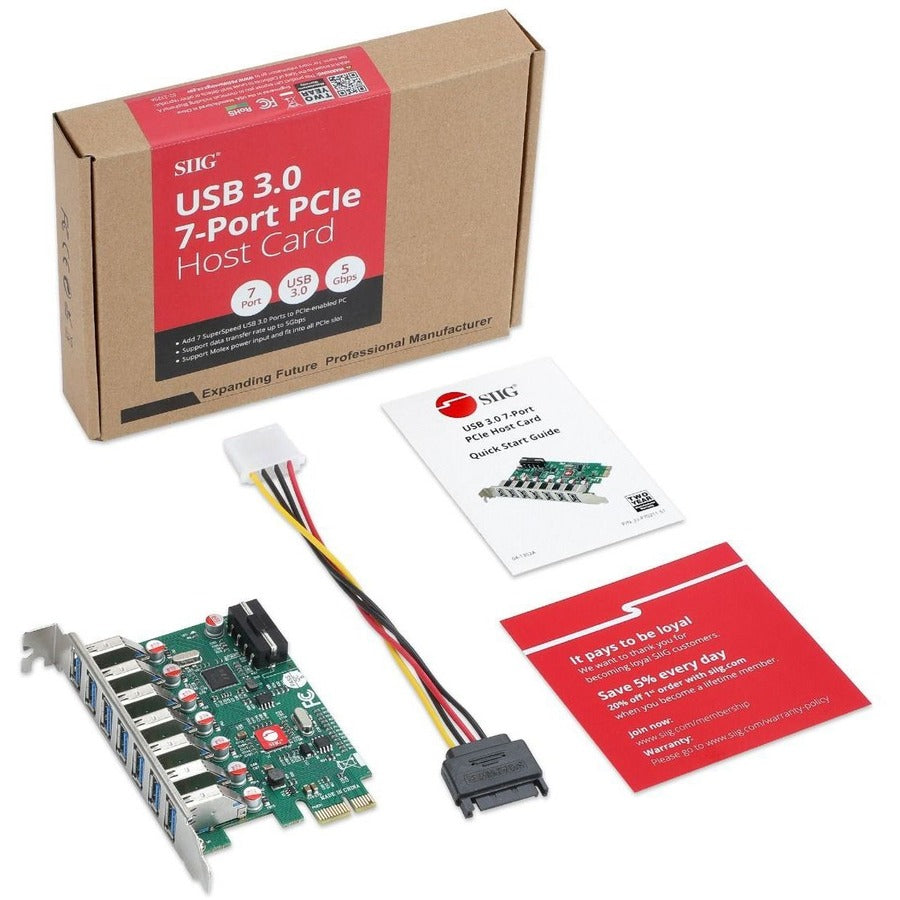 SIIG USB 3.0 7 Port PCIe Host Card - UASP Mode JU-P70211-S1