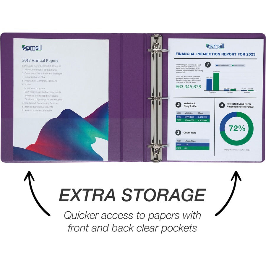 Samsill Durable 1.5 Inch Binder, Made in the USA, D Ring Customizable Clear View Binder, Fashion Assortment, 4 Pack, Each Holds 350 Page (MP46459) MP46459