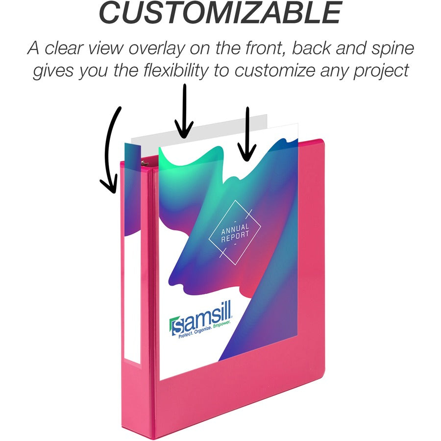 Samsill Durable 1.5 Inch Binder, Made in the USA, D Ring Customizable Clear View Binder, Fashion Assortment, 4 Pack, Each Holds 350 Page (MP46459) MP46459