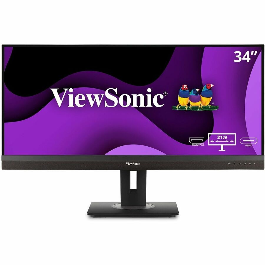 ViewSonic VG3456A 34 Inch 21:9 UltraWide QHD 1440p IPS Monitor with Ergonomic Design, 100W USB C, Docking Built-In, Gigabit Ethernet RJ54 for Home and Office VG3456A