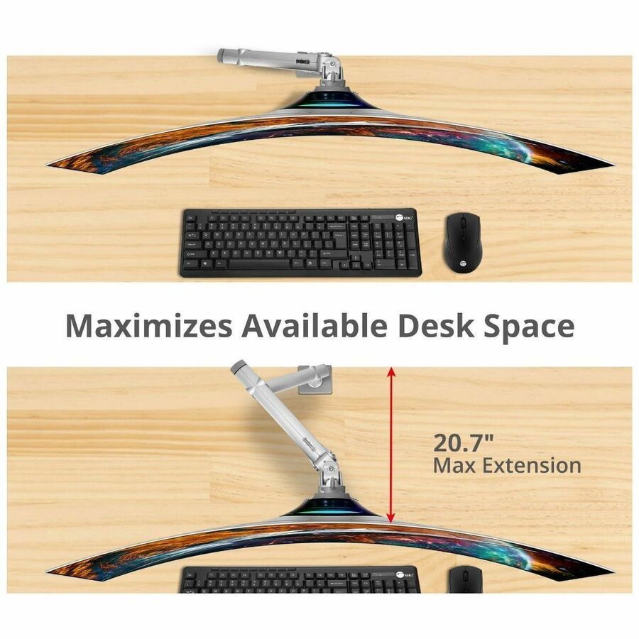 SIIG MTPRO Heavy Duty Desk Mount Single Monitor Arm - Up to 49"- Max load up to 44 lbs - VESA 75 & 100mm CE-MT3V11-S1