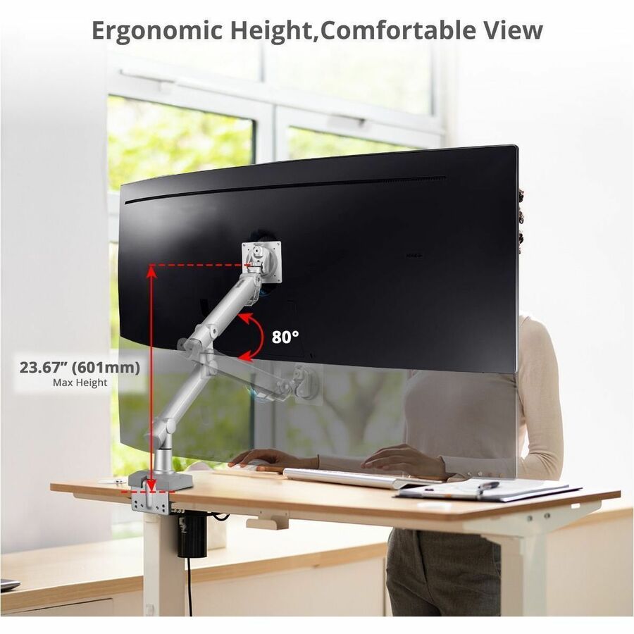 SIIG MTPRO Heavy Duty Desk Mount Single Monitor Arm - Up to 49"- Max load up to 44 lbs - VESA 75 & 100mm CE-MT3V11-S1