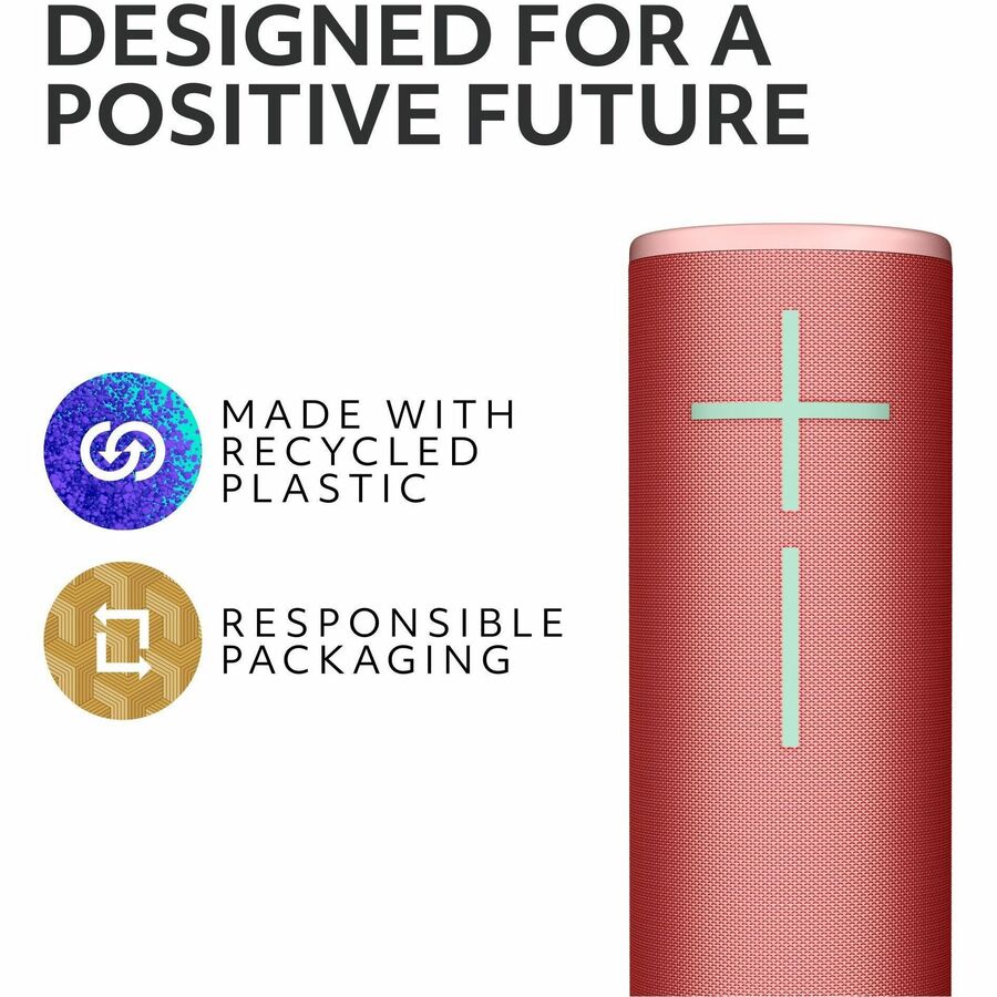 Ultimate Ears BOOM 4 Portable Waterproof Bluetooth Speaker With 360-Degree, Bold, Immersive, Crystal-Clear Sound, Floating Speaker With 15-Hour Battery and 147ft (45m) Range, Red 984-002004