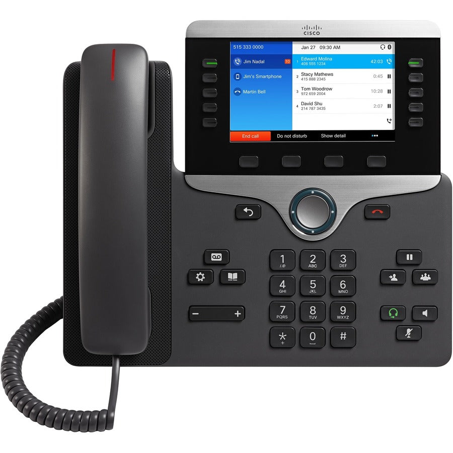 Cisco 8851 IP Phone - Refurbished - Corded - Corded - Bluetooth - Desktop, Wall Mountable - Charcoal CP-8851-3PCC-K9-RF