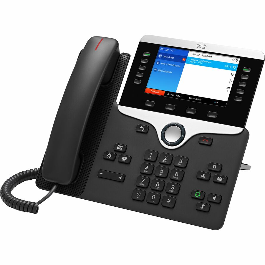 Cisco 8851 IP Phone - Refurbished - Corded - Corded - Bluetooth - Desktop, Wall Mountable - Charcoal CP-8851-3PCC-K9-RF
