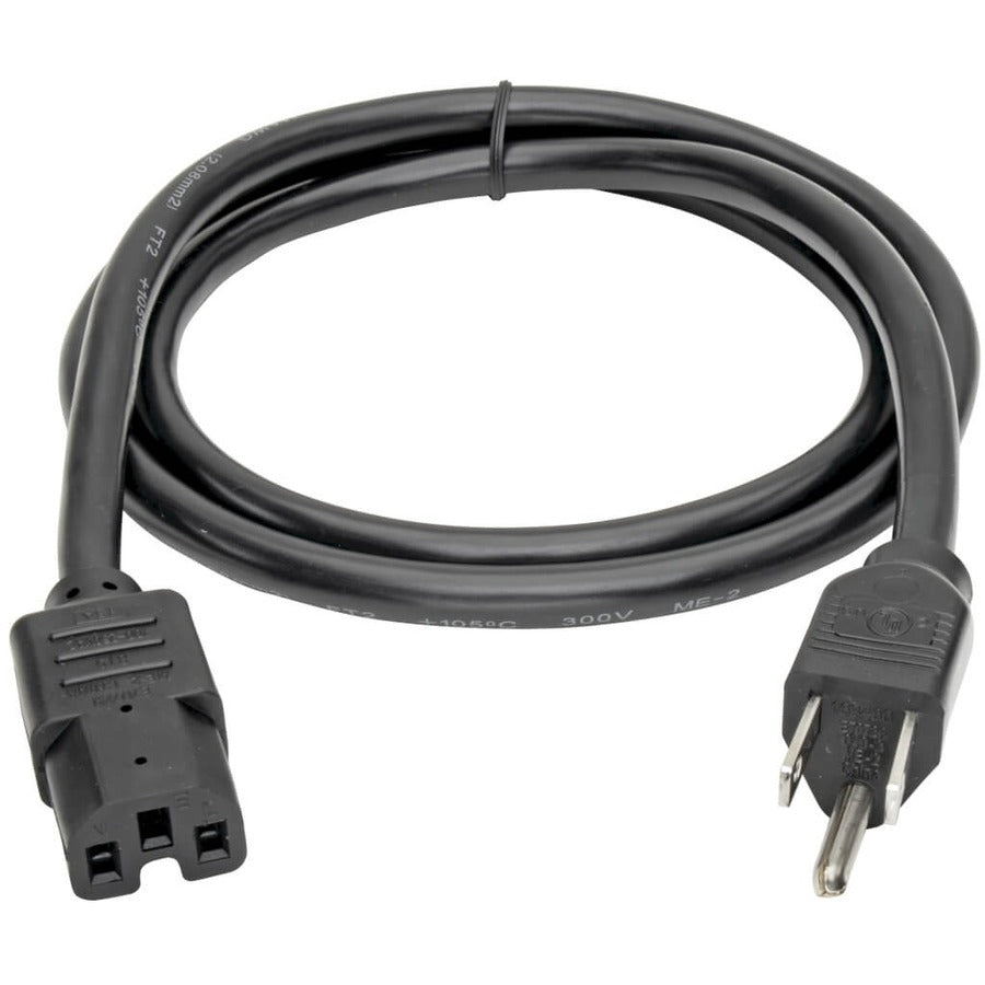 Eaton Tripp Lite Series Power Cord, NEMA 5-15P to C15 - Heavy-Duty, 15A, 125V, 14 AWG, 8 ft. (2.43 m), Black P019-008