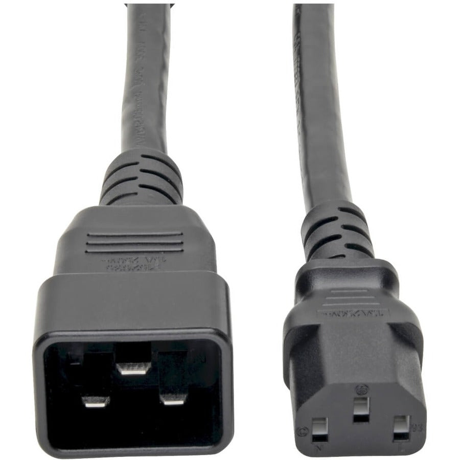 Eaton Tripp Lite Series Splitter Cable, Heavy-Duty, C20 to 2x C13 - 15A, 100-250V, 14 AWG, 2 ft. (0.61 m), Black P032-002-2C13