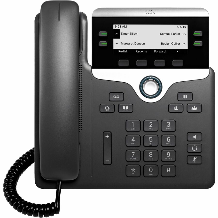 Cisco 7841 IP Phone - Corded - Tabletop, Wall Mountable - Black - TAA Compliant CP-7841-3PCC-K9=