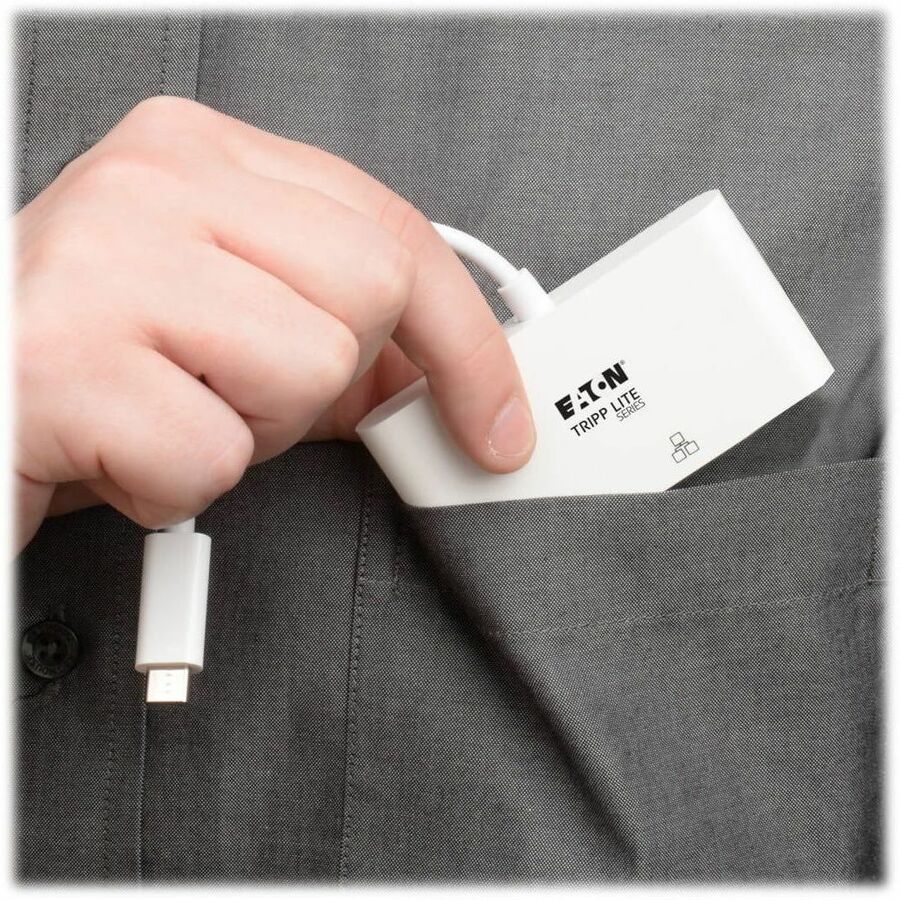 Eaton Tripp Lite Series USB-C Multiport Adapter - HDMI, USB 3.x (5Gbps) Hub Port, Gigabit Ethernet, 60W PD Charging, HDCP, White U444-06N-HGU-C