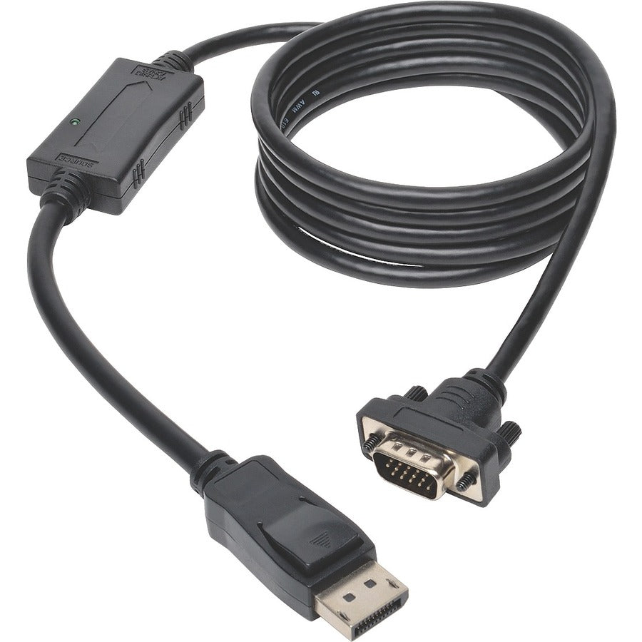 Eaton Tripp Lite Series DisplayPort 1.2 to VGA Active Adapter Cable (DP with Latches to HD15 M/M), 6 ft. (1.8 m), TAA P581-006-VGA-V2