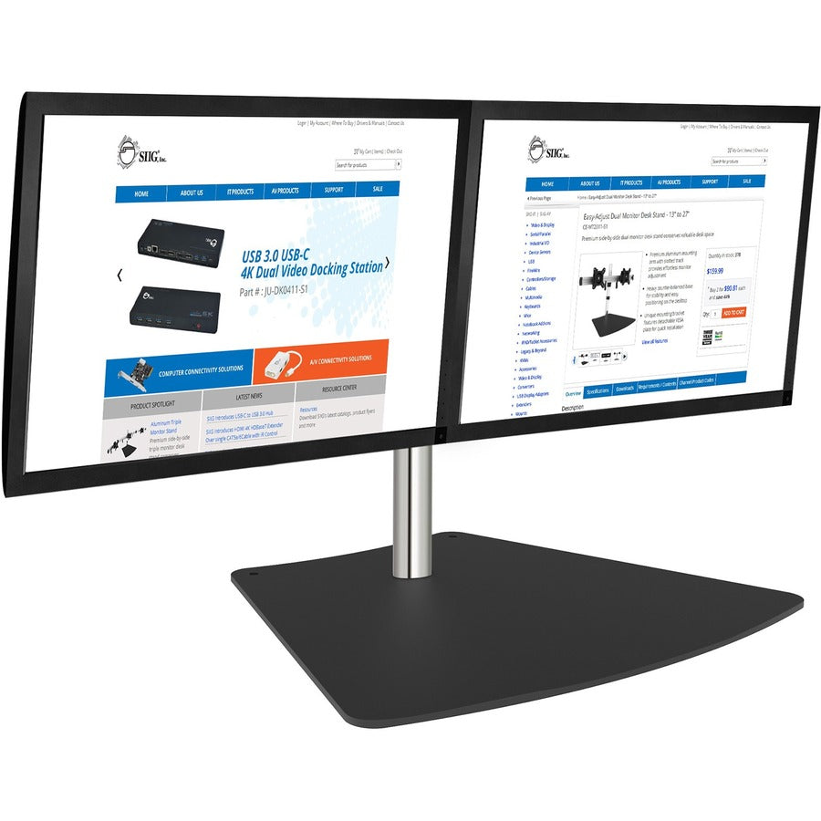 SIIG Easy-Adjust Dual Monitor Desk Stand - 13" to 27" CE-MT2011-S1