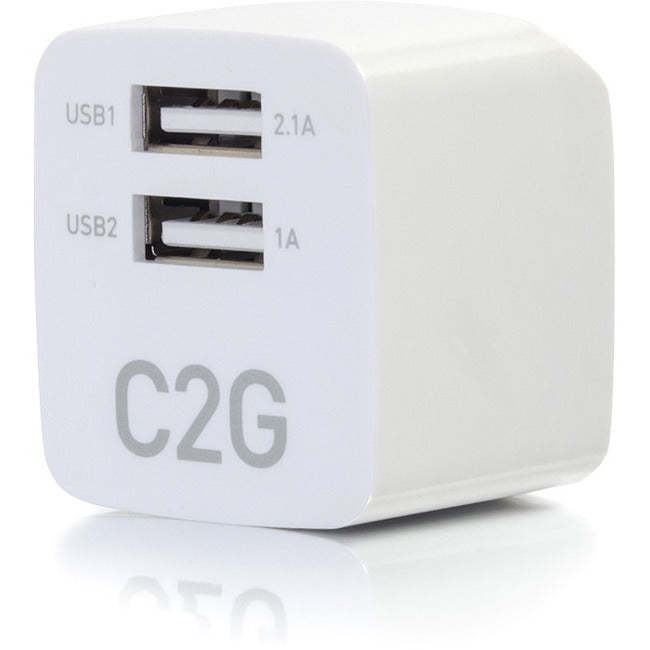 C2G 2-Port USB Wall Charger - AC to USB Adapter - 5V 2.1A Output 22322