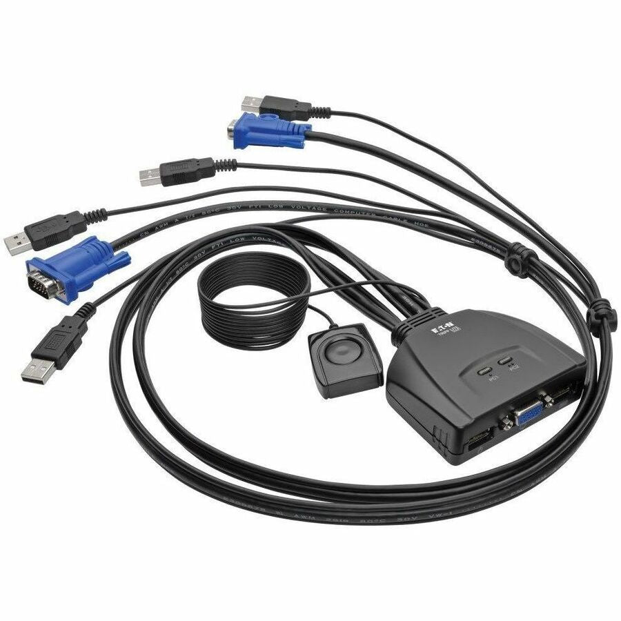 Eaton Tripp Lite Series 2-Port USB/VGA Cable KVM Switch with Cables and USB Peripheral Sharing B032-VU2