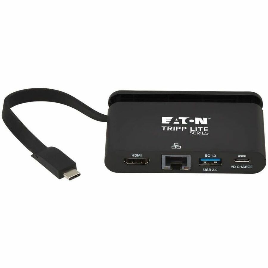 Eaton Tripp Lite Series USB-C Multiport Adapter - 4K HDMI, USB 3.x (5Gbps) Hub Port, GbE, Self-Storing Cable, 100W PD Charging, Black U444-T6N-H4GUBC