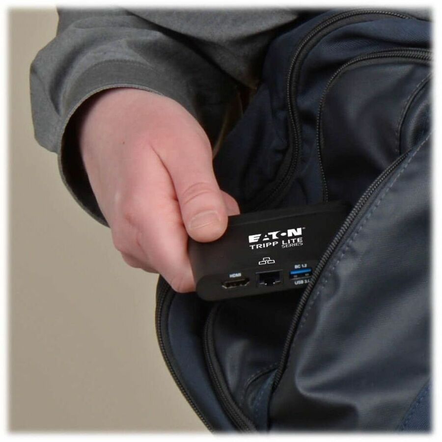 Eaton Tripp Lite Series USB-C Multiport Adapter - 4K HDMI, USB 3.x (5Gbps) Hub Port, GbE, Self-Storing Cable, 100W PD Charging, Black U444-T6N-H4GUBC