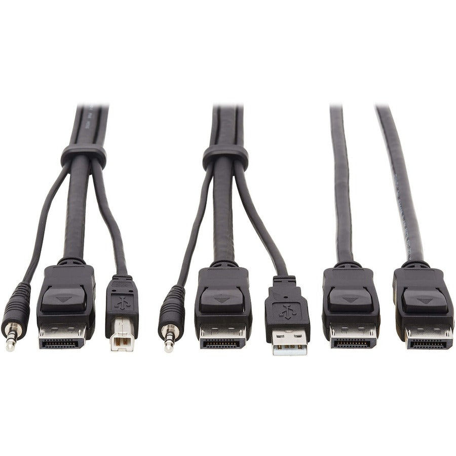 Tripp Lite by Eaton Dual DisplayPort KVM Cable Kit - DP, USB, 3.5 mm Audio (3xM/3xM) + DP (M/M), 4K, 4:4:4, 6 ft. (1.83 m), Black P783-006-DP