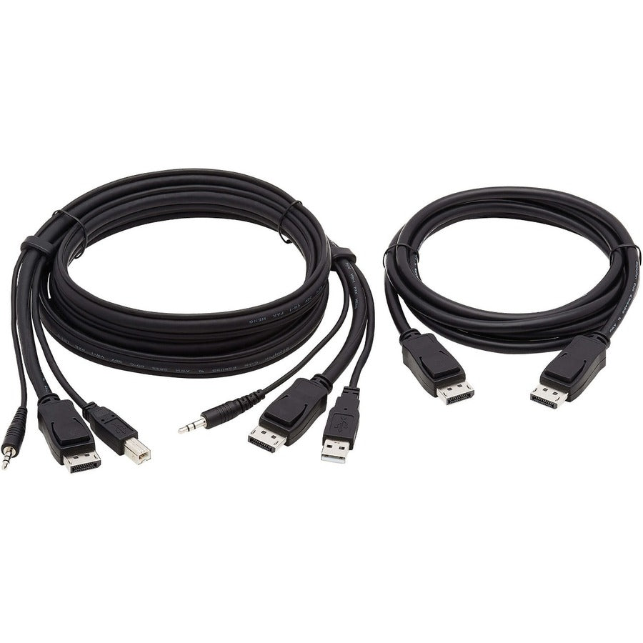 Tripp Lite by Eaton Dual DisplayPort KVM Cable Kit - DP, USB, 3.5 mm Audio (3xM/3xM) + DP (M/M), 4K, 4:4:4, 6 ft. (1.83 m), Black P783-006-DP