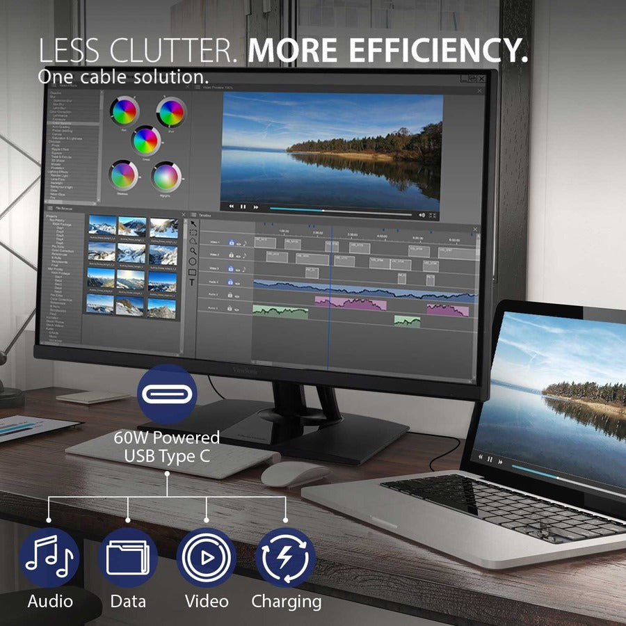 ViewSonic VP3256-4K 32 Inch 4K UHD IPS Ergonomic Monitor with Ultra-Thin Bezels, Color Accuracy, Pantone Validated, 60W USB C VP3256-4K