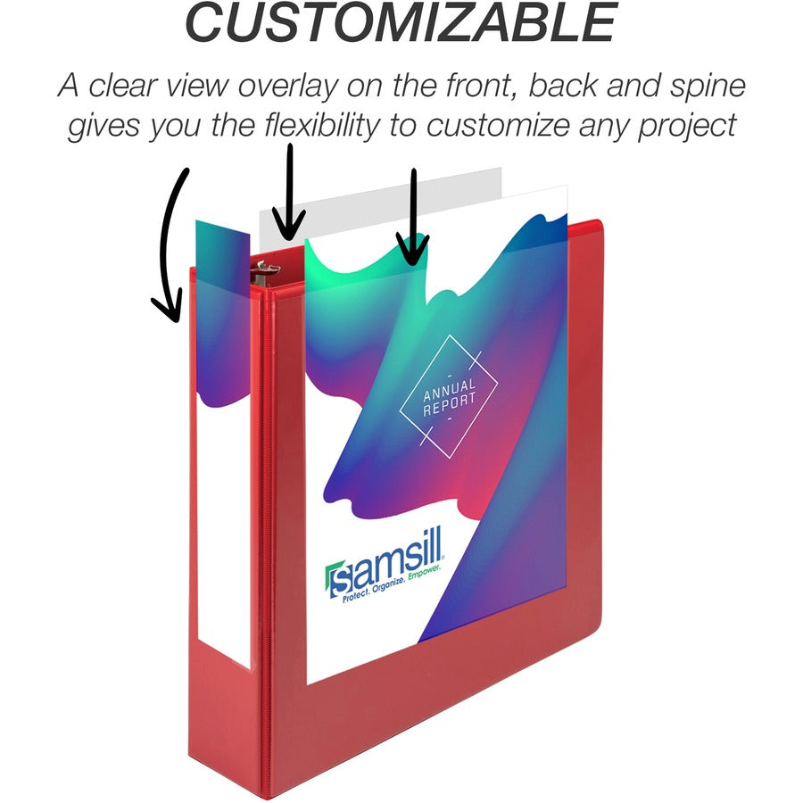 Samsill Durable 2 Inch Binder, Made in the USA, D Ring Customizable Clear View Binder, Basic Assortment, 4 Pack, Each Holds 475 Pages (MP46468) MP46468